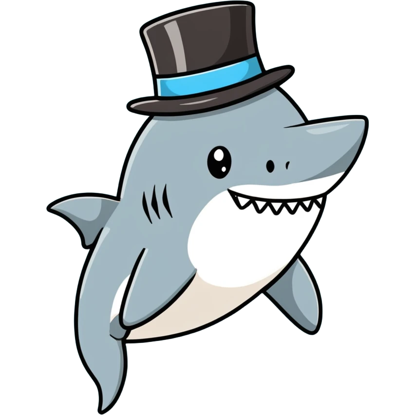 Shark with a top hat emoji