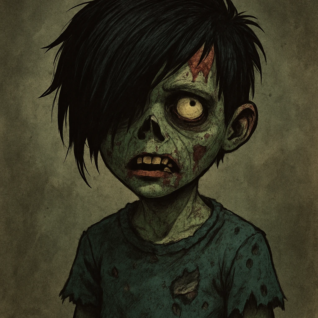 boy zombie with emo hair, style 1 emoji