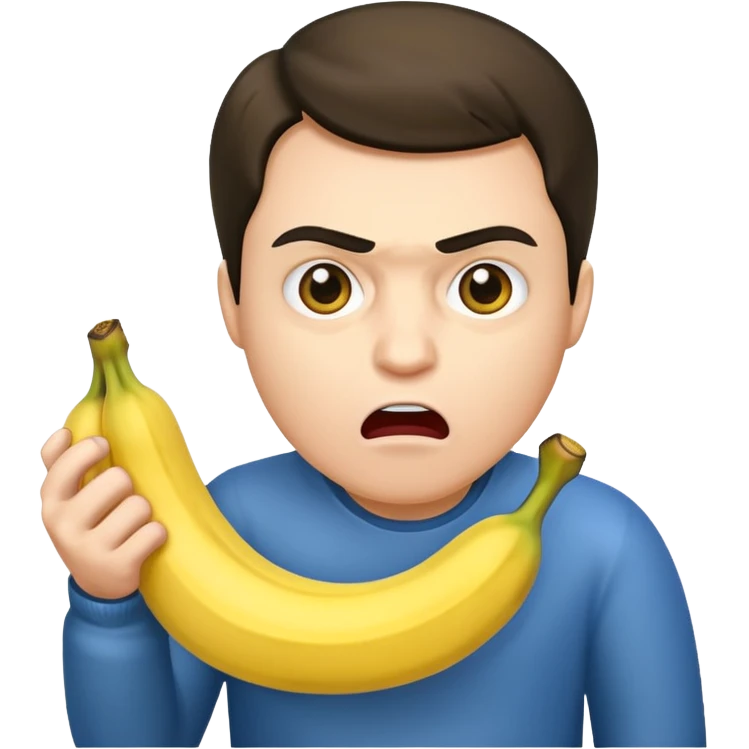 Una persona enojada Que tiene la cara Caliente pero a la vez fría sosteniendo una banana emoji