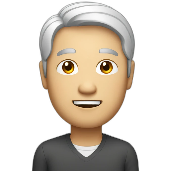 It produces an avatar of a middle-aged Asian man with a square face, small eyes and black and white hair emoji