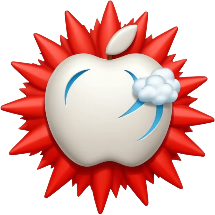 Create a 3D Apple-style emoji of a stylized explosion icon — abstract burst lines and a small cloud puff — combined with a circular red prohibition sign (slash). Keep it minimal, glossy, smooth, and friendly in Apple emoji style on a white background.

 emoji