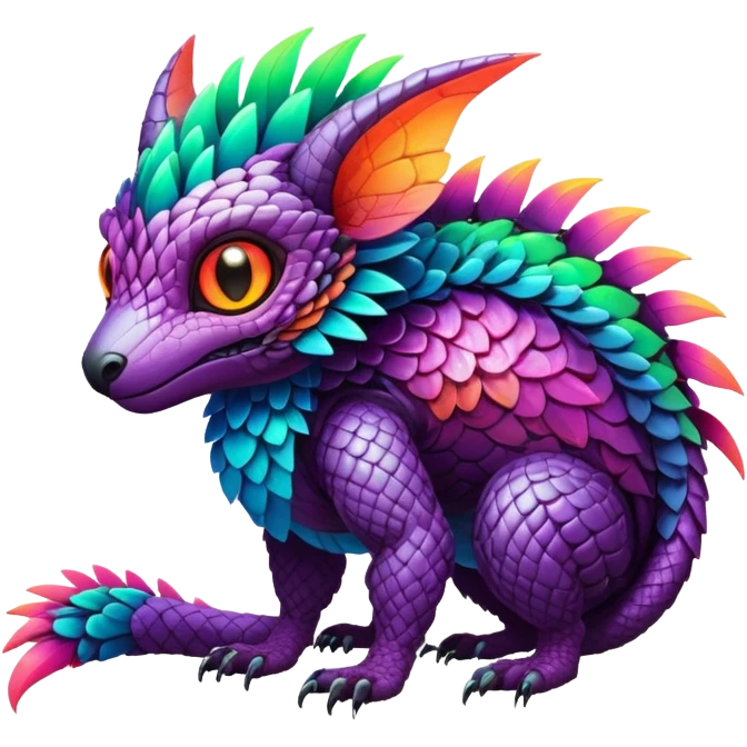 Tropical futuristic lush warm-colored colorful neon-colored cyber-Fakémon-Trico-creature emoji
