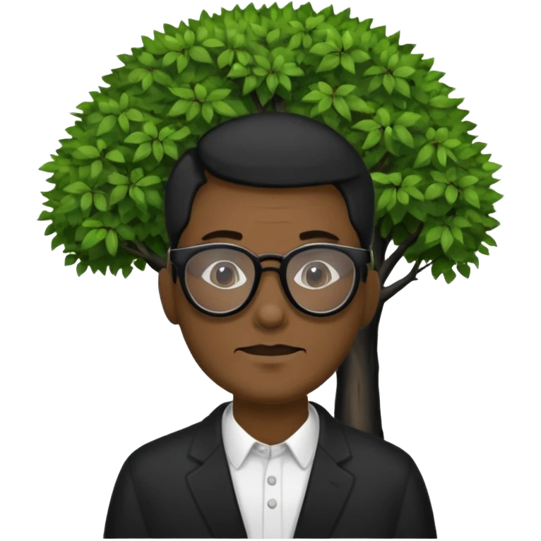 Une souche d'arbre mort avec un homme noir à lunette emoji