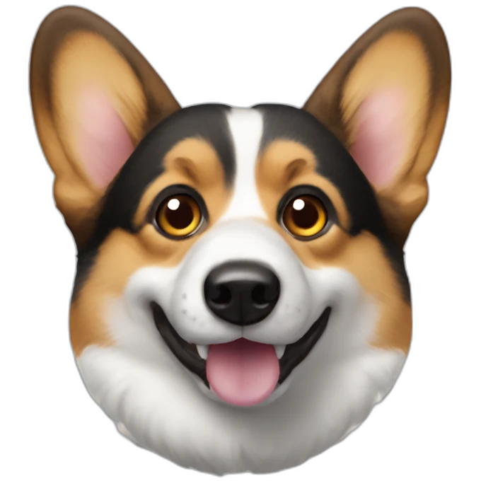 Corgi negro guiñando un ojo emoji