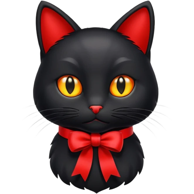 Black cat with red 🎀 emoji emoji