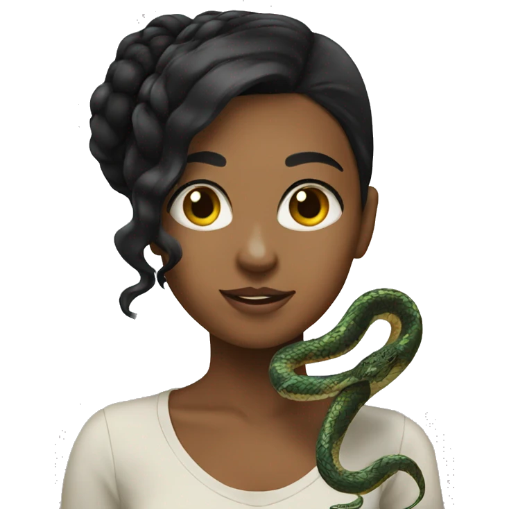 black haired girl with snake emoji