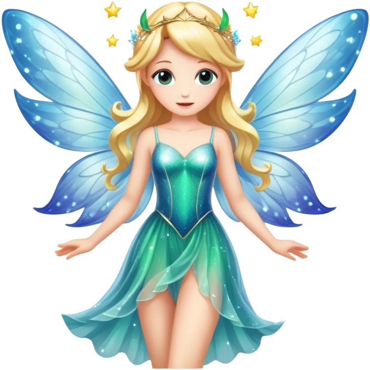 a magical fairy with sparkling wings and flowing dress emoji