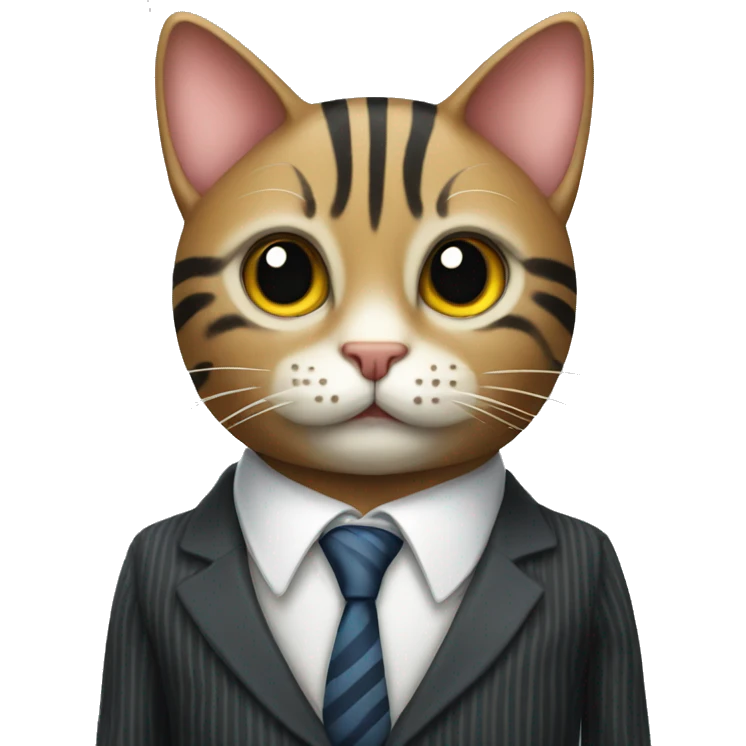 Striped cat with suit emoji