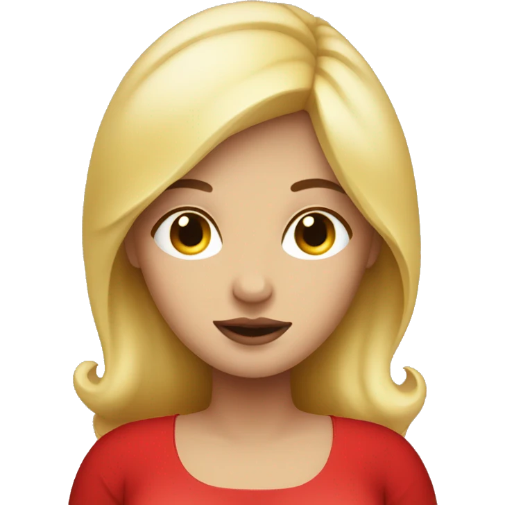 Blonde pregnant woman with close eyes wearing red dress emoji