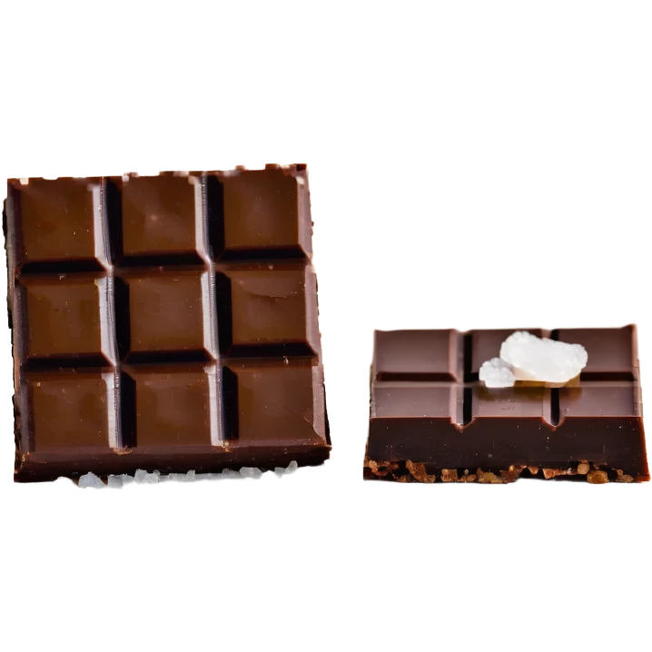 Dark chocolate square with sea salt flakes emoji