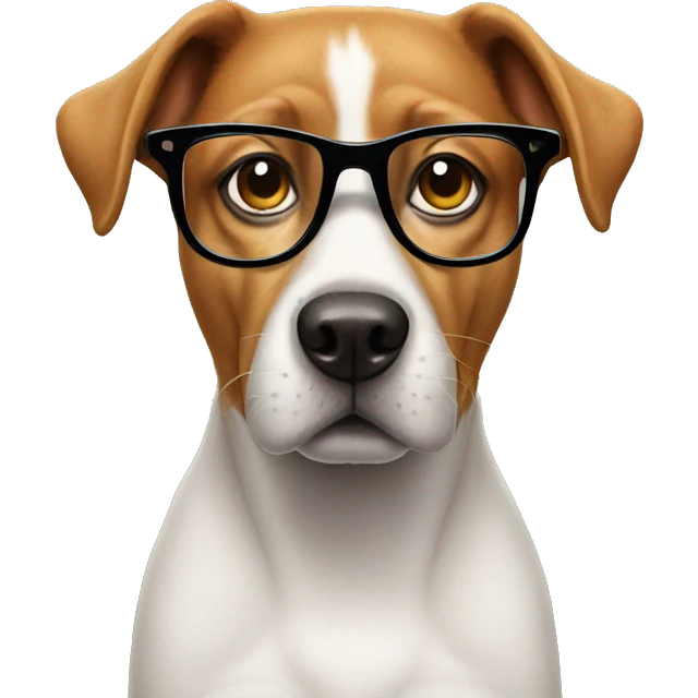 Dog wearing glasses emoji