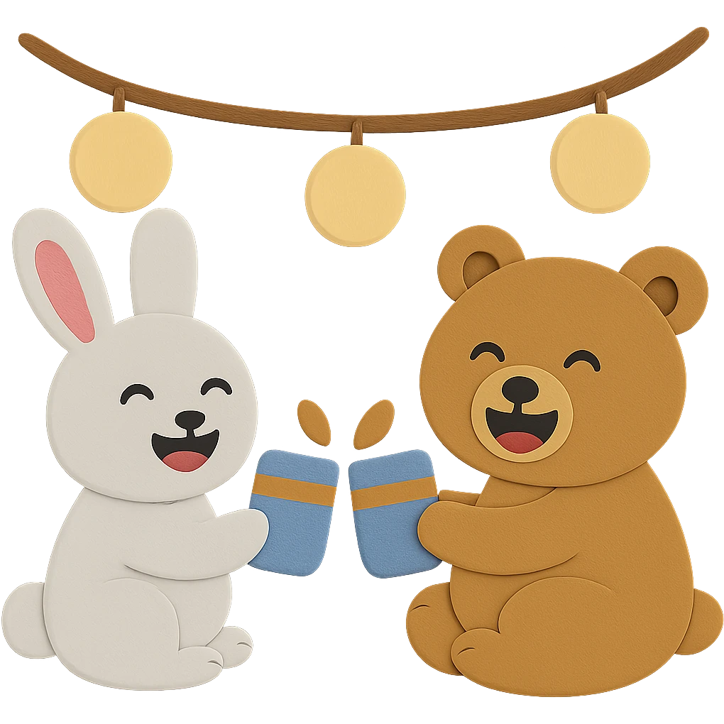 Add a pink color element to both of the bunny's ears so they match, while keeping all other design elements unchanged emoji