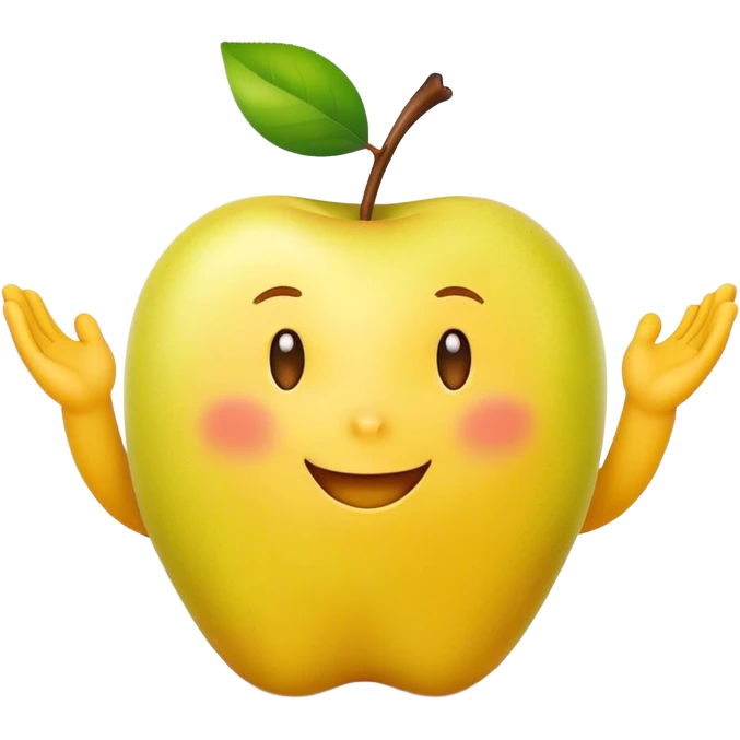happy yellow apple with hands emoji