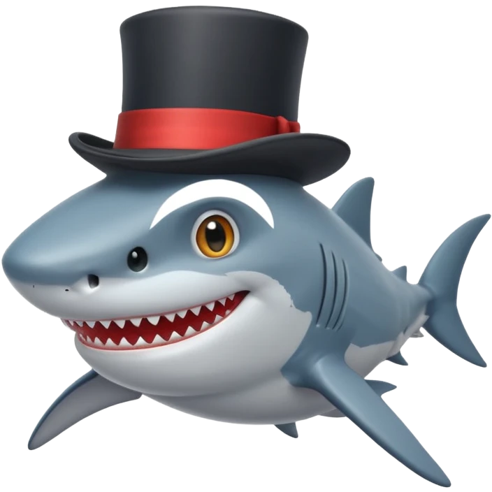 Shark with a top hat emoji