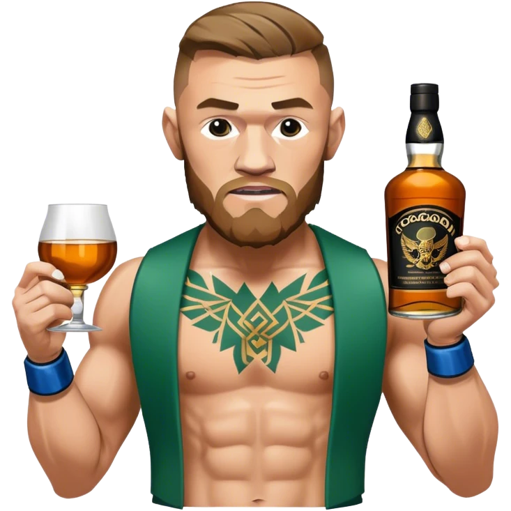 Conor mcreggor in the mma octagon with whiskey emoji