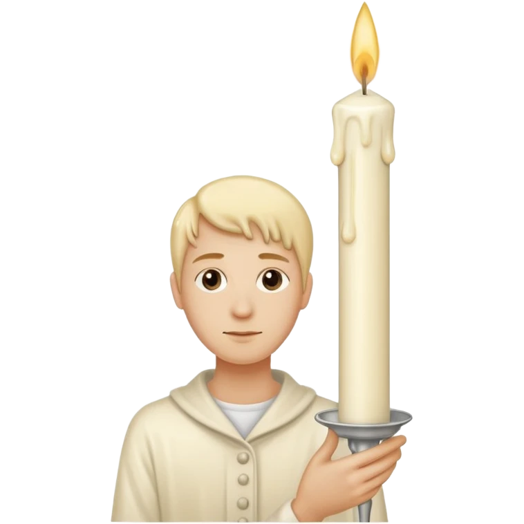 Thin and long Leaning Candle dripping wax as if someone is holding it emoji
