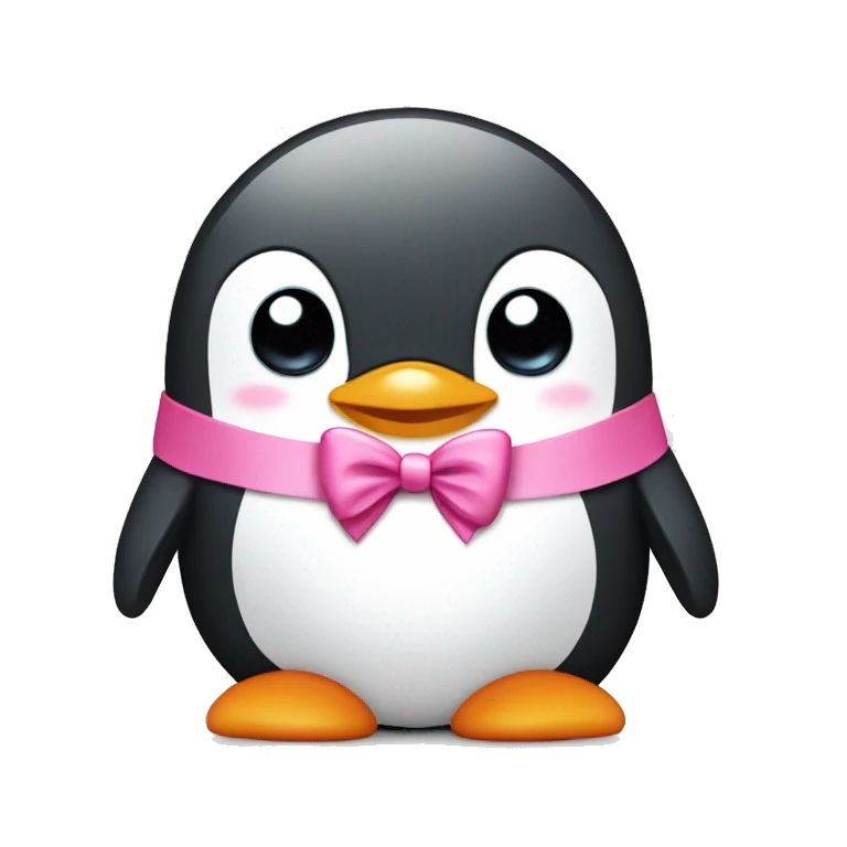 Cute penguin with a pink bow  emoji