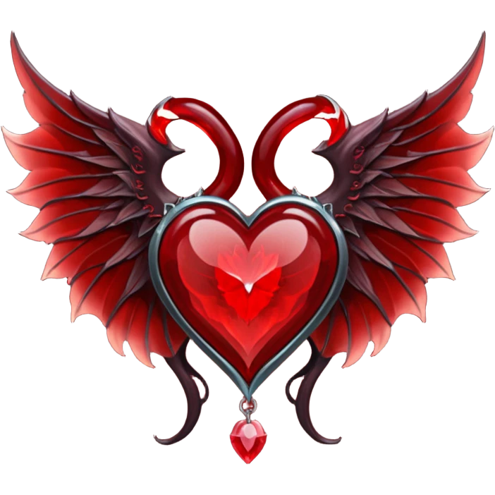 succubus wings, cryhstal heart  emoji