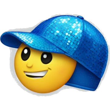 blue cap with sequins emoji