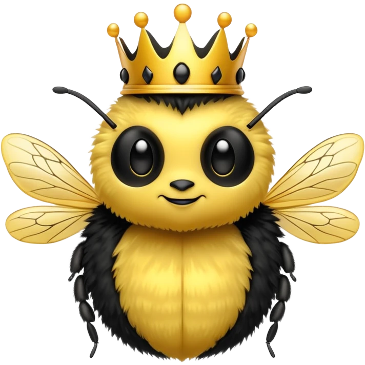 A fluffy bumblebee with a crown  emoji