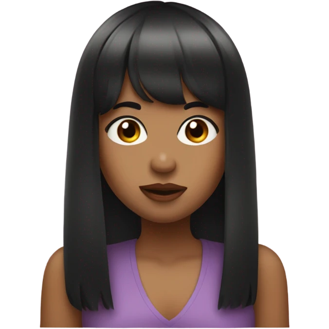 Girl with black straight hair and bangs blowing kiss emoji