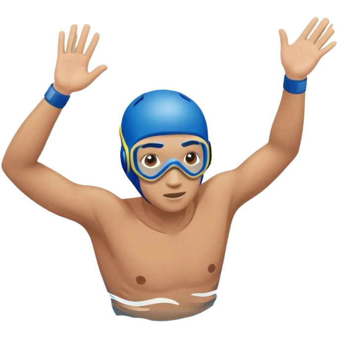 determined pool diver dives into a pool of confidence blue water  emoji