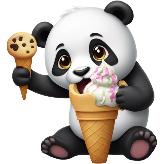 Panda eating ice cream and cookies  emoji