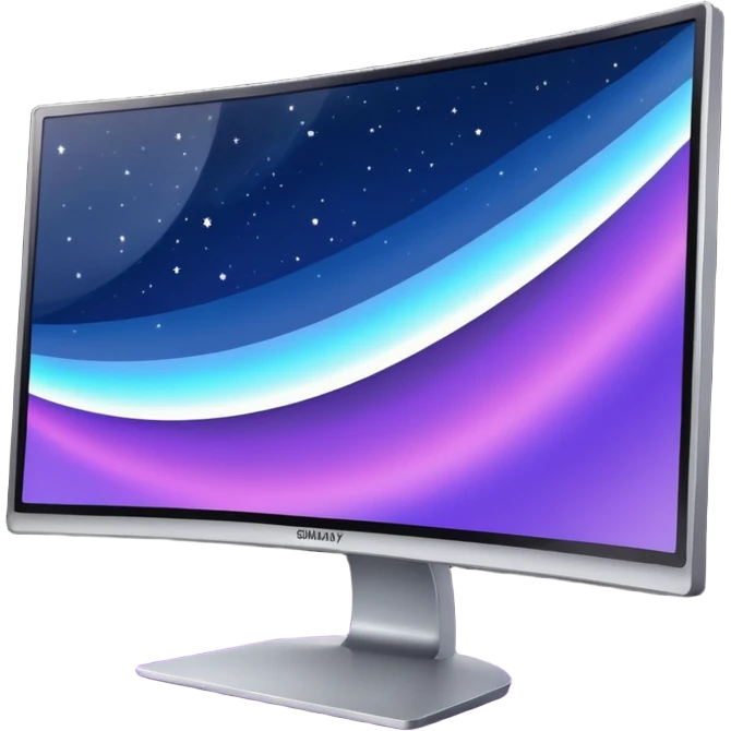 Create a curved monitor with galaxy on the screen emoji