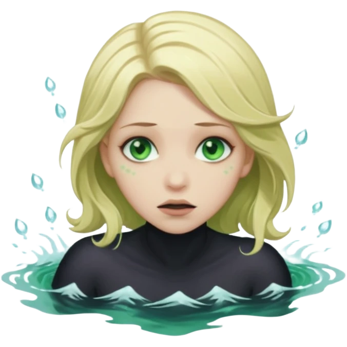 sad depressed weak cs major who is a pretty girl with blond hair and green eyes drowning on ship, very pretty very sad and weak. Near death almost dead drowning. But the pretty girl is like the whole ship and her face is on the helm dark lovecraft evil. emoji