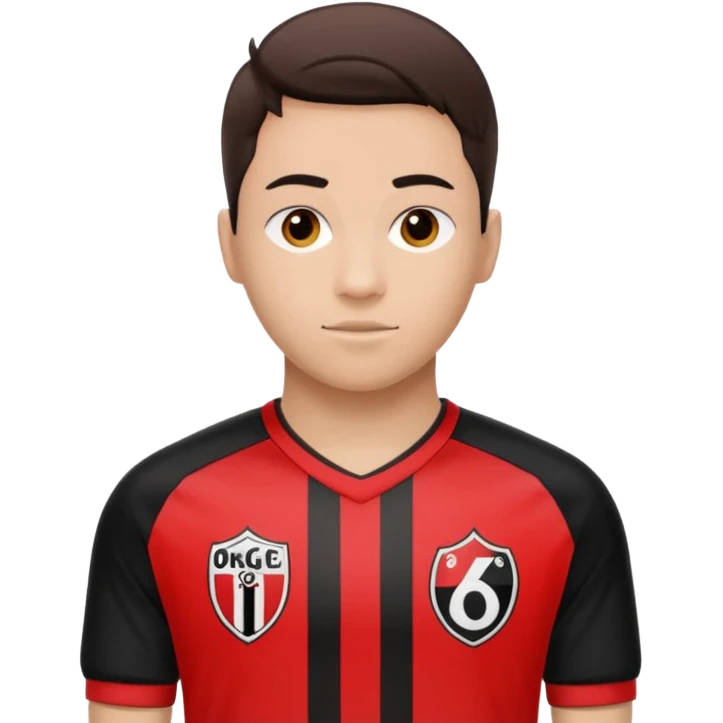 Supporter de L’ogc Nice. Maillot de foot rouge et noir (bandes) logo Kappa. Et logo de L’ogc Nice original. emoji