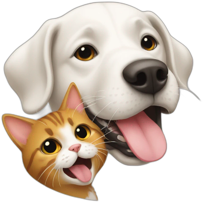 a dog licking cat  emoji