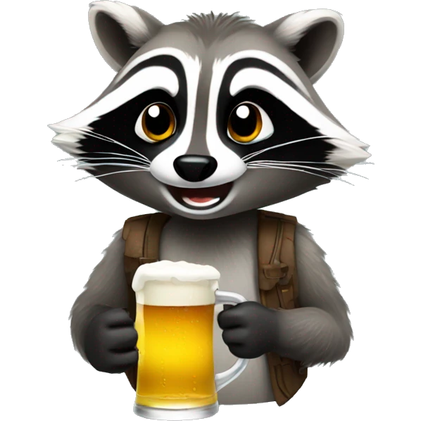 drunk raccoon drinking beer emoji