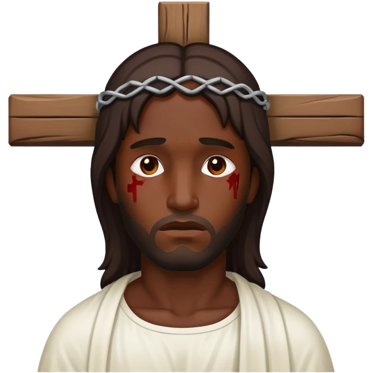Dark skin christ injured on cross emoji