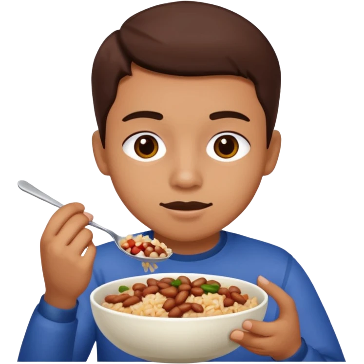 Create a person having lunch. Not a sandwich. Rice, beans and meat. emoji