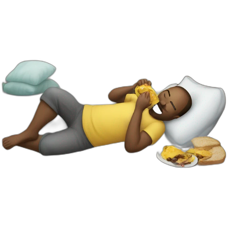 Man eating while sleeping emoji
