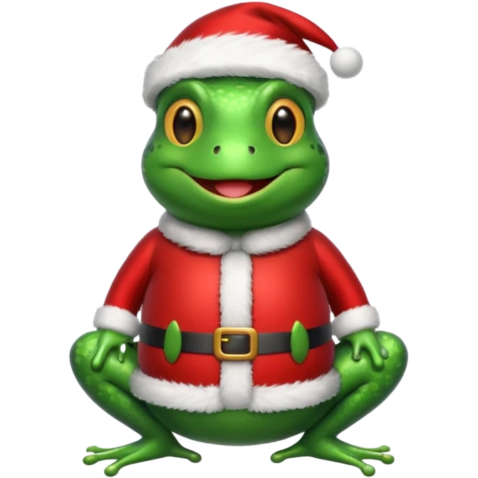 Frog wearing Santa suit emoji