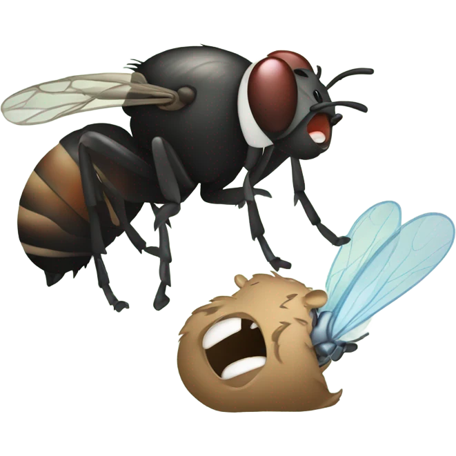 A fly getting attacked by a bear emoji