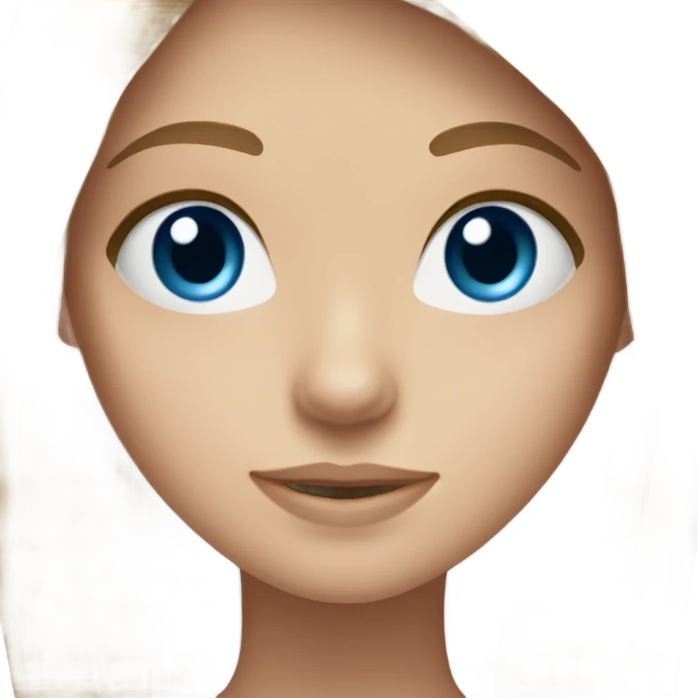 A girl with blue eyes, long light brown hair, and fair skin. emoji