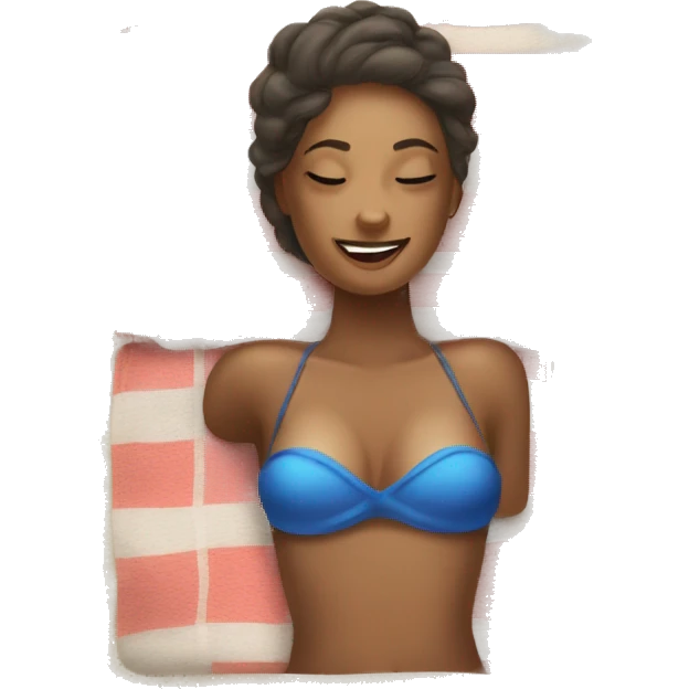Women laying on a towel tanning at the beach emoji