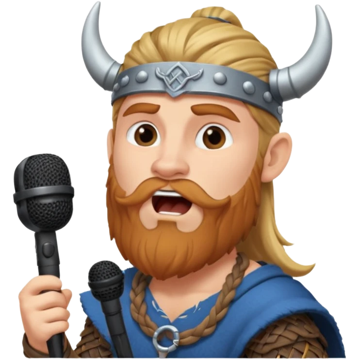 viking singing with micro, half body emoji