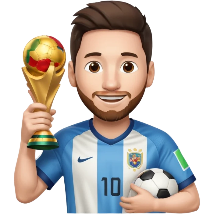 Messi holding the world cup trophy emoji