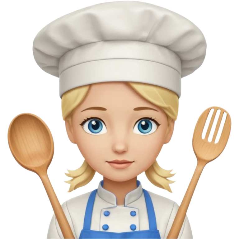 Blonde blue eyed female chef emoji