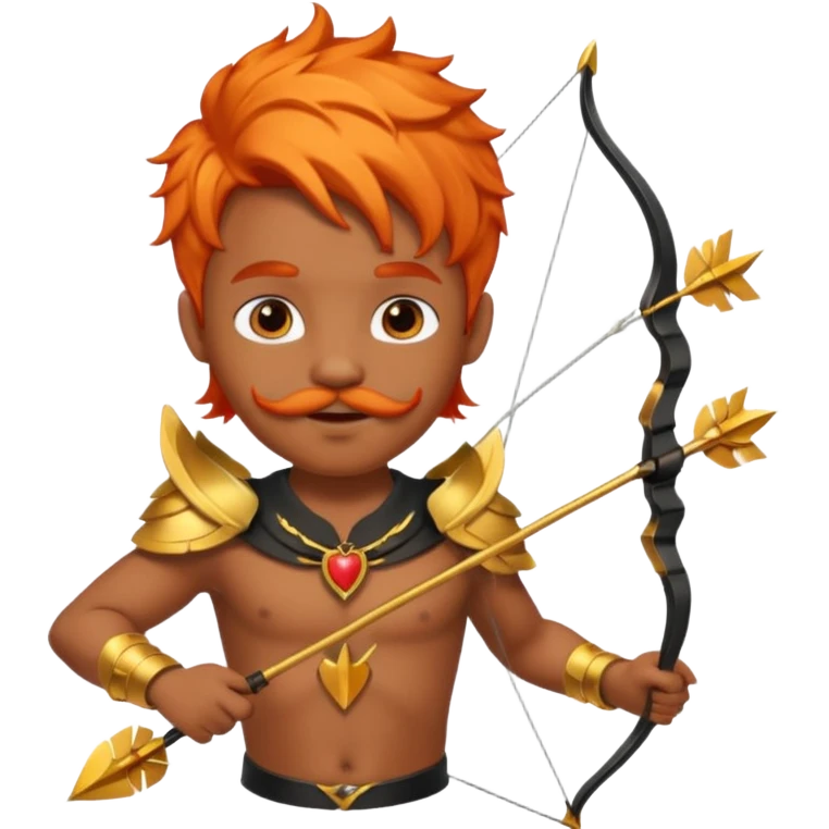 Black cupid with orange hair and mustache emoji