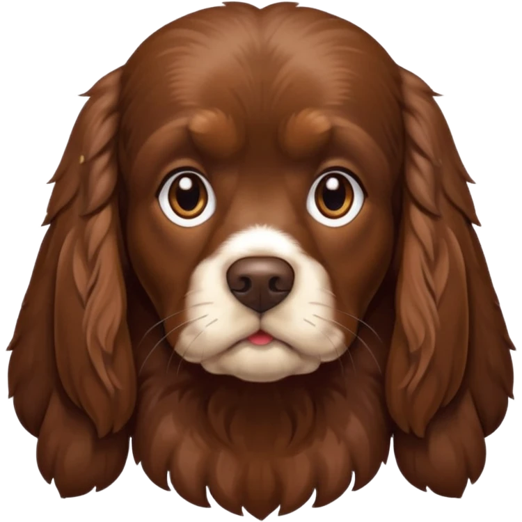 A dark brown cocker spaniel with a look of suspicion  emoji