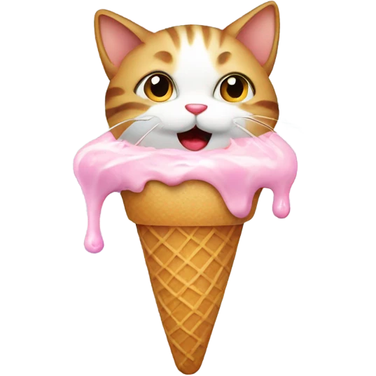 Cute cat eating ice cream  emoji