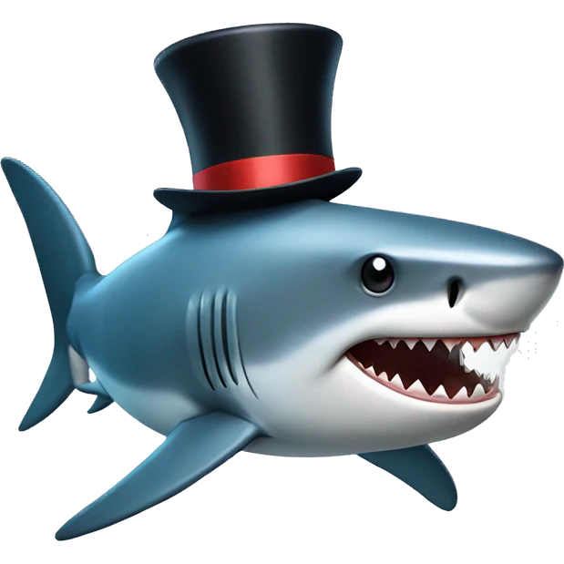 Shark with a top hat emoji