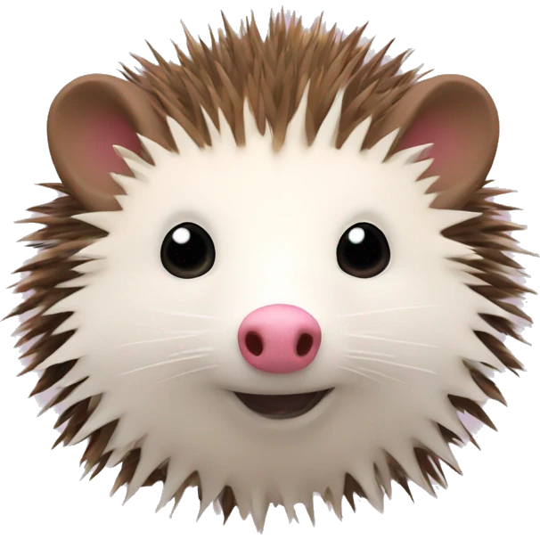 Hedgehog white brown quills one pink ear one brown ear different colored ears  emoji