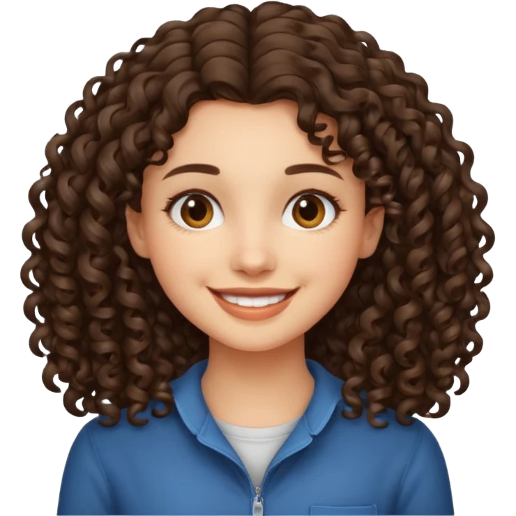 an emoji that describes a cute short curly lolng hair brunette girl emoji