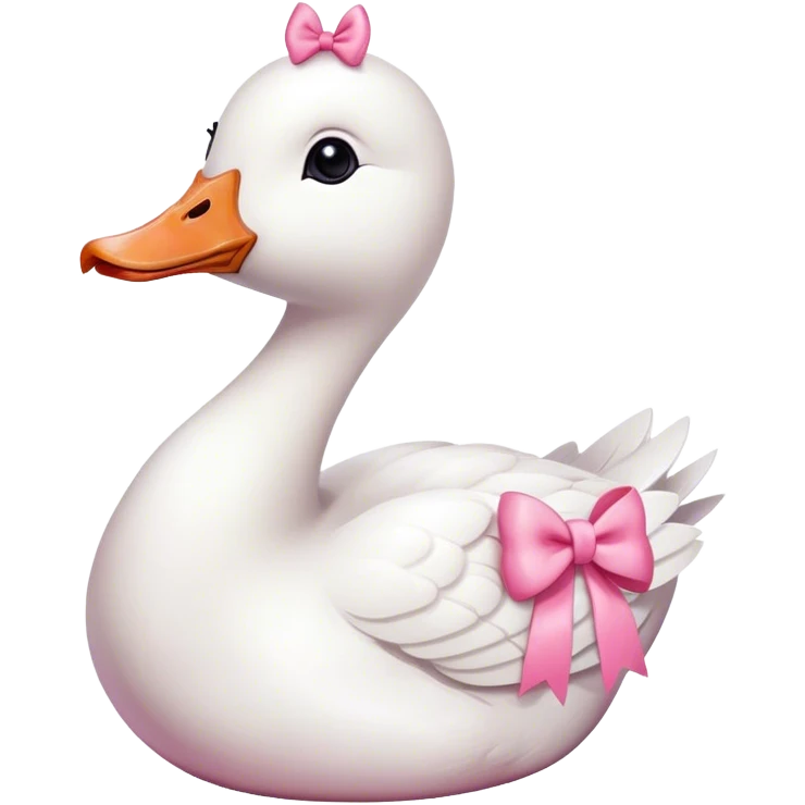 White goose with cute pink bow emoji