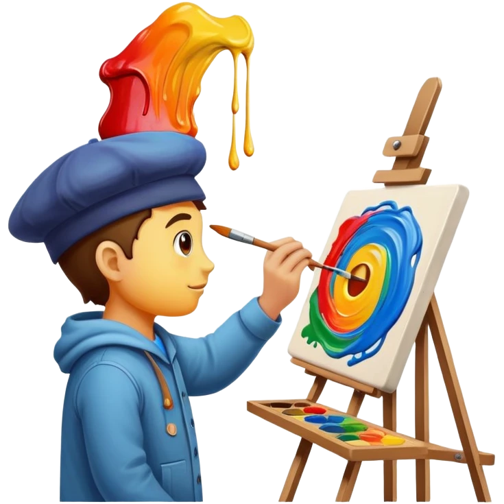 artist painting on canvas emoji